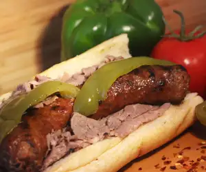 sausage and peppers sandwich
